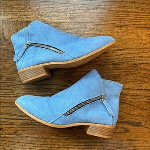 Blue Suede Ankle Boots women's size 11 NEW